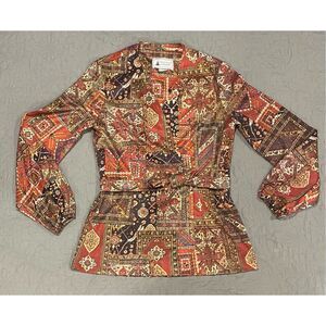 Fountain Square Groovy Vintage Boho 70s Union Label Blouse Orange 10